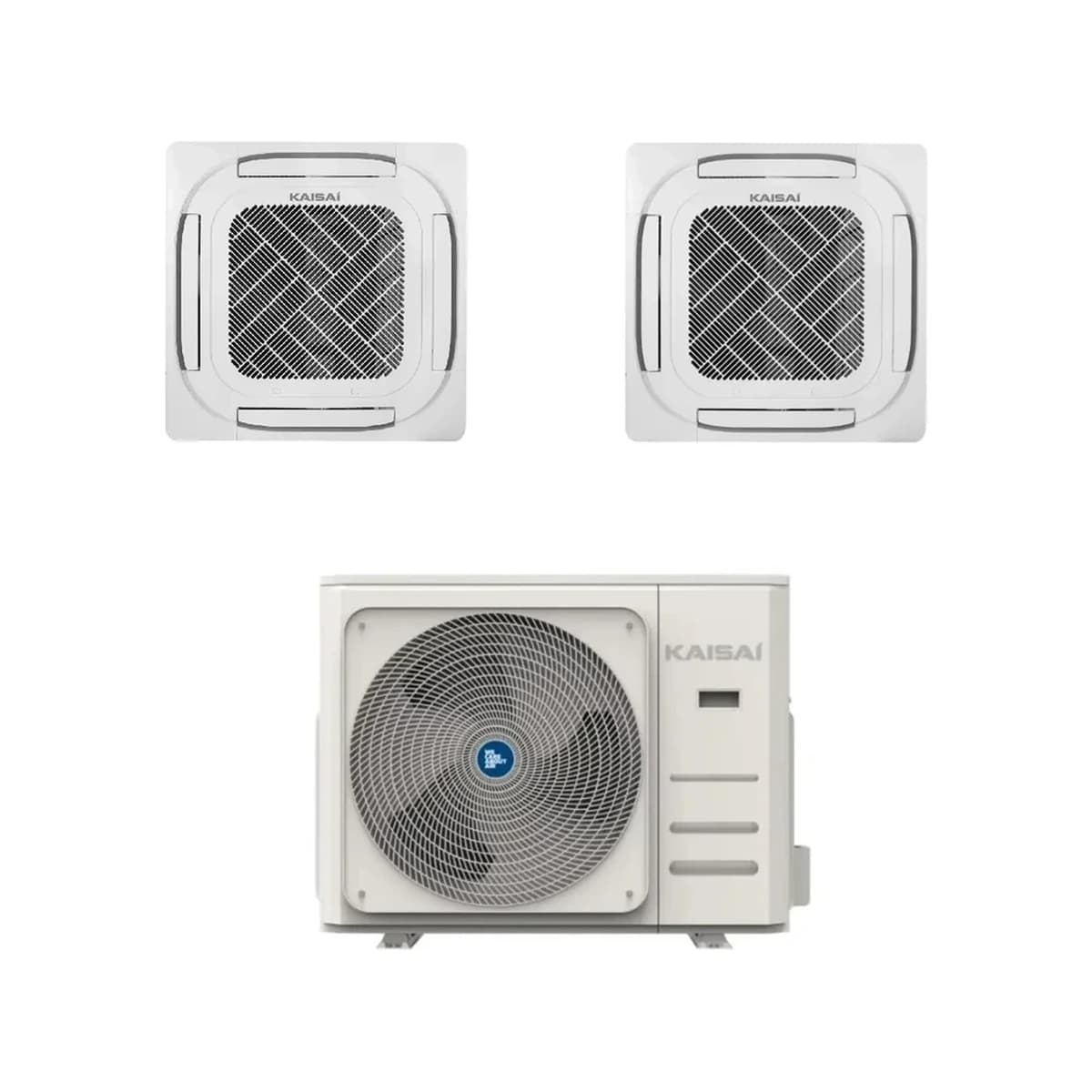 SET Kassettenklimaanlage KAISAI 2 × KCD-24HRG32X KOE30U-48HFN32X 14,1 kW Twin