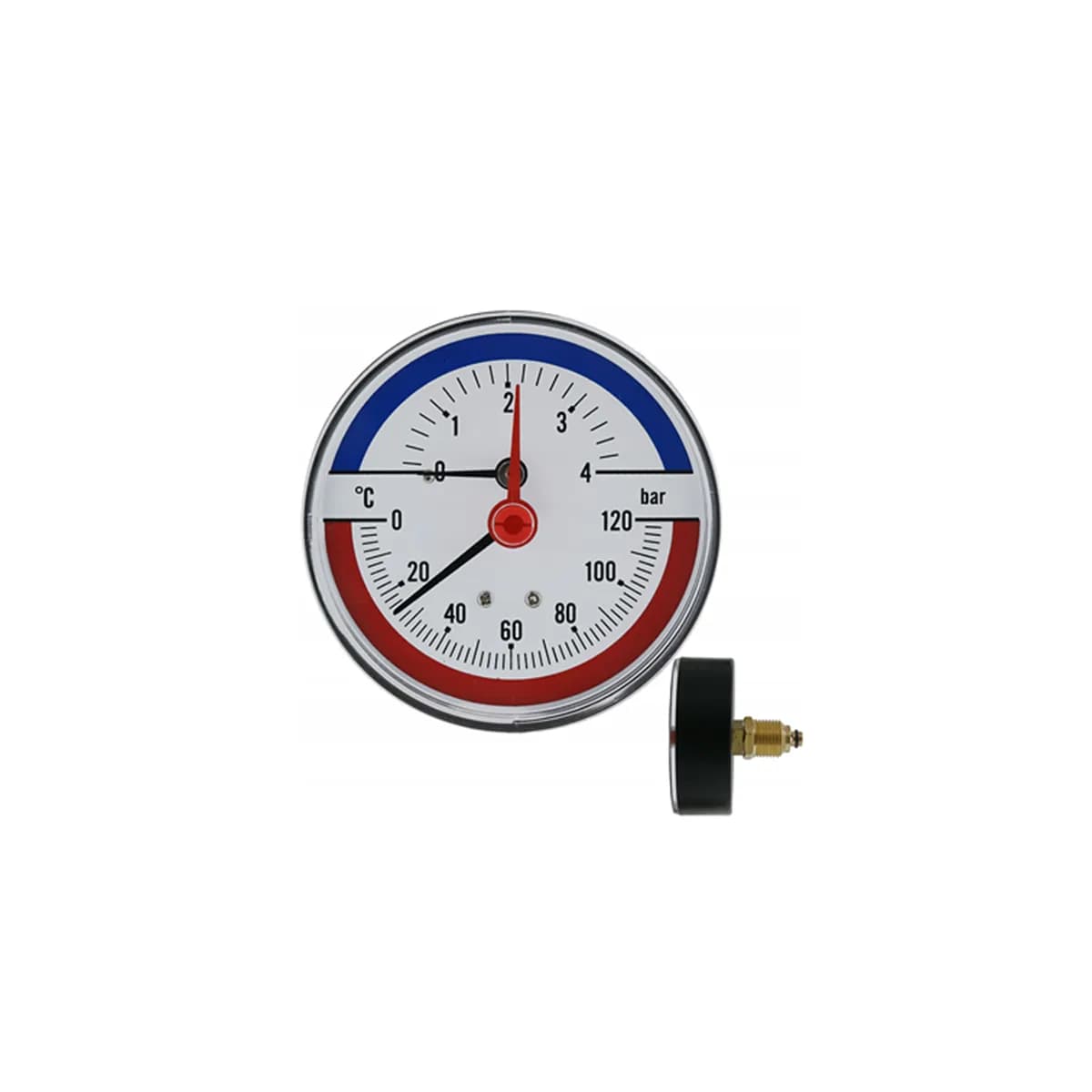 Thermo-Manometer 1/2", 0–4 bar tmap (Rückseite)