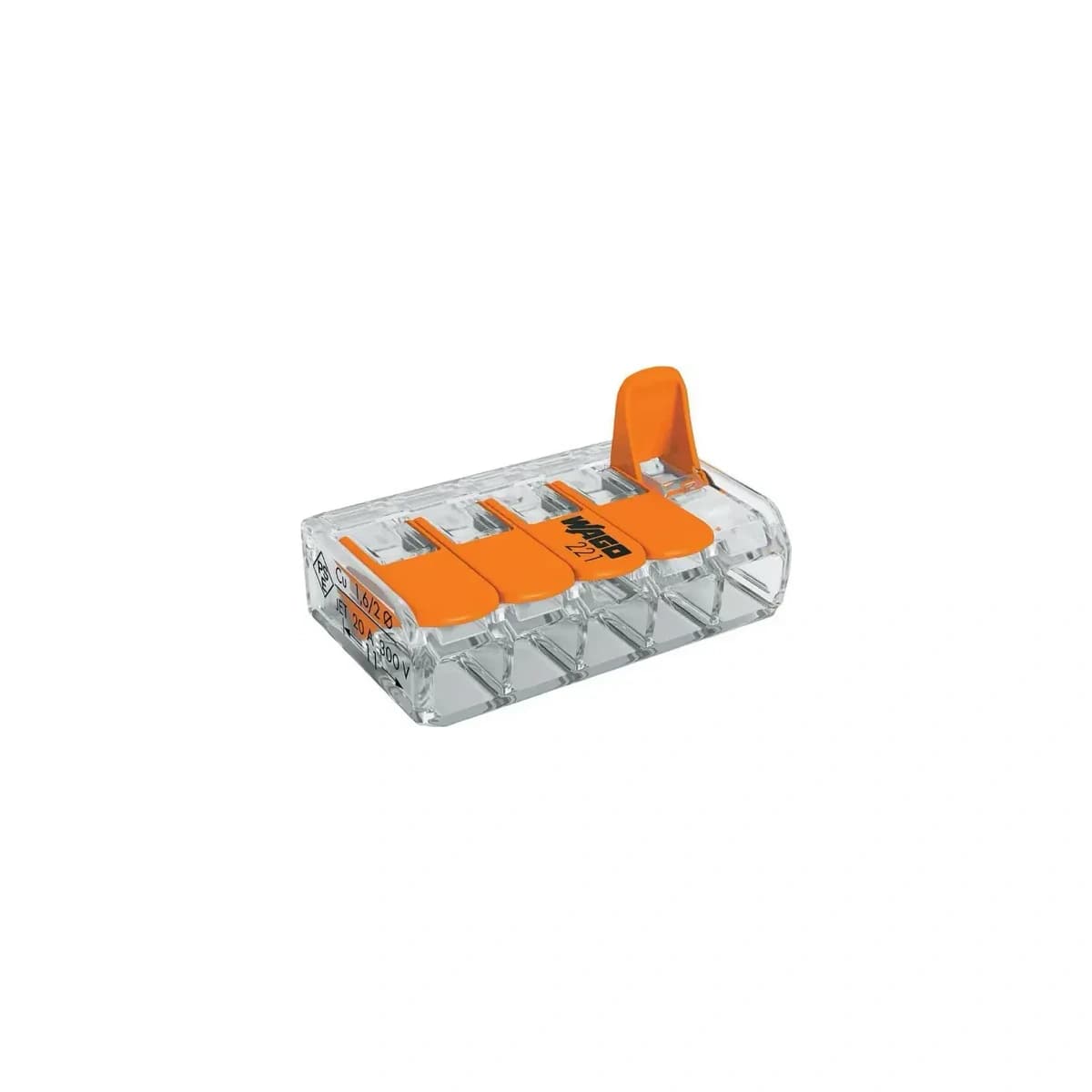 WAGO 221-415 Hebelklemme, 5 Leiter, 0,2–4 mm²